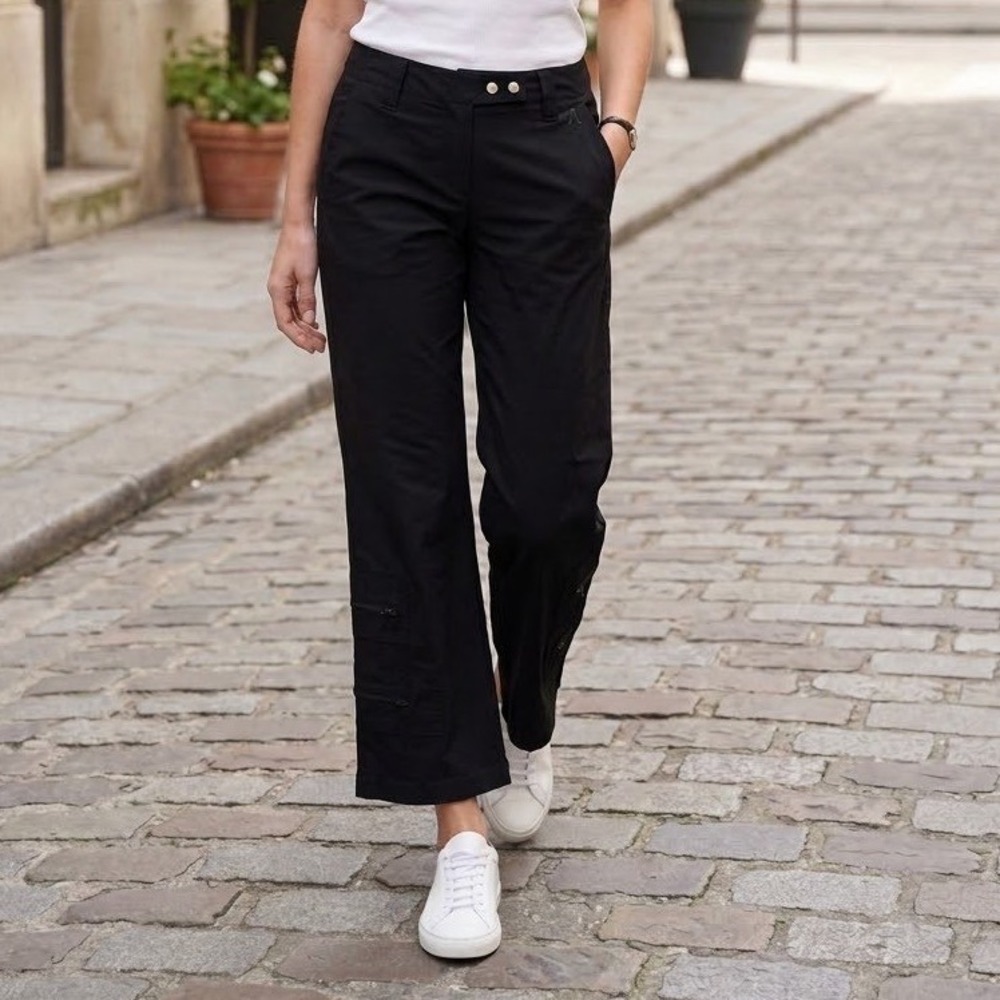 Anatomie Black Skyship Cargo Travel Pants Snap Closure S Clean Girl Minimalist